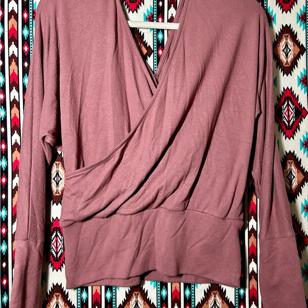 Express Dusty Rose Wrap Blouse